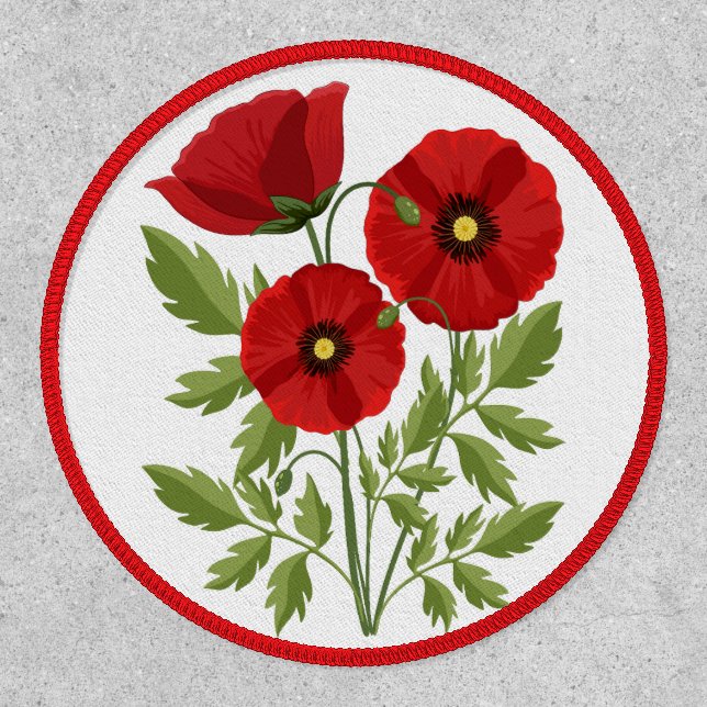 Poppy blooming joyful Summer Flowers Patch (Front)