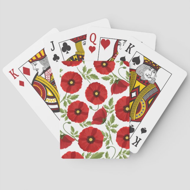 Poppy blooming joyful Summer Flowers Poker Cards (Back)