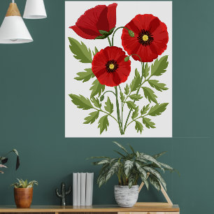 Poppy blooming joyful Summer Flowers Poster