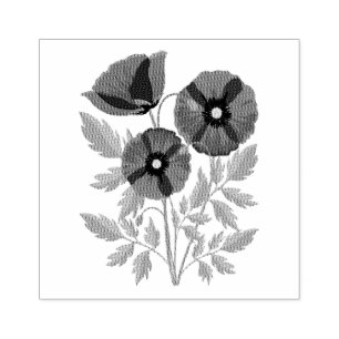 Poppy blooming joyful Summer Flowers Rubber Stamp