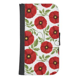 Poppy blooming joyful Summer Flowers Galaxy S4 Wallet Case