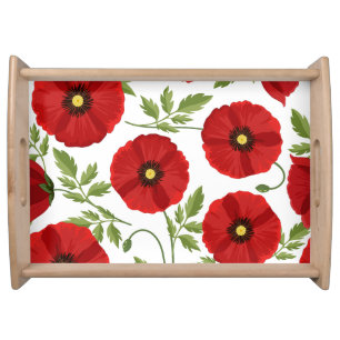 Poppy blooming joyful Summer Flowers Serving Tray