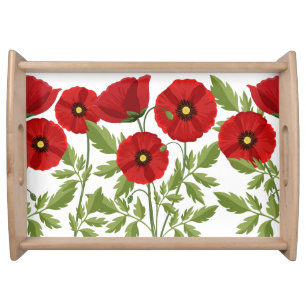 Poppy blooming joyful Summer Flowers Serving Tray