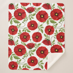 Poppy blooming joyful Summer Flowers Sherpa Blanket
