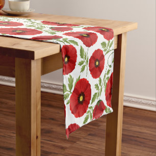 Poppy blooming joyful Summer Flowers Short Table Runner