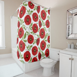 Poppy blooming joyful Summer Flowers Shower Curtain
