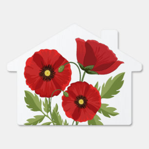 Poppy blooming joyful Summer Flowers Sign