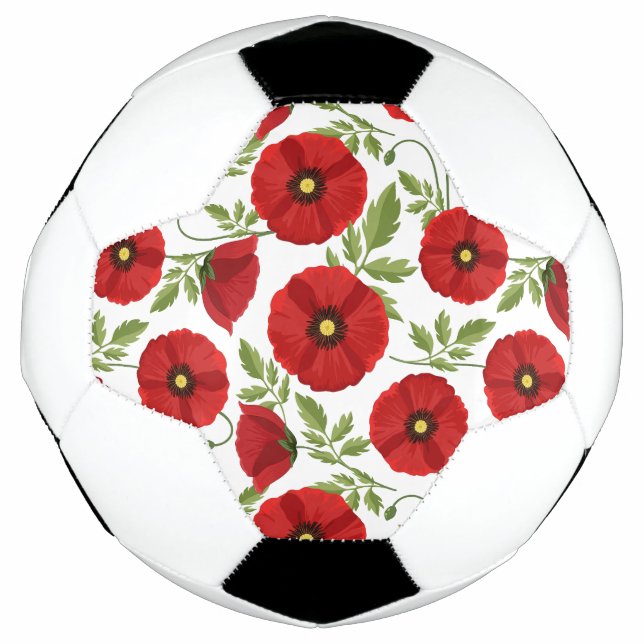 Poppy blooming joyful Summer Flowers Soccer Ball (Front)