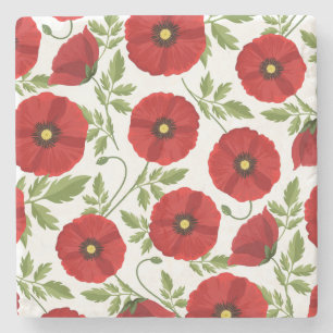 Poppy blooming joyful Summer Flowers Stone Coaster