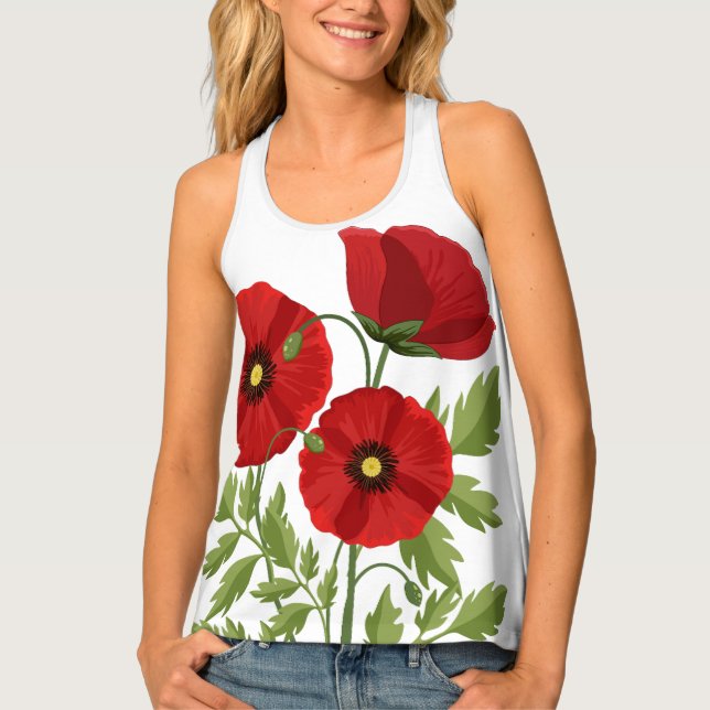Poppy blooming joyful Summer Flowers Tank Top (Front)
