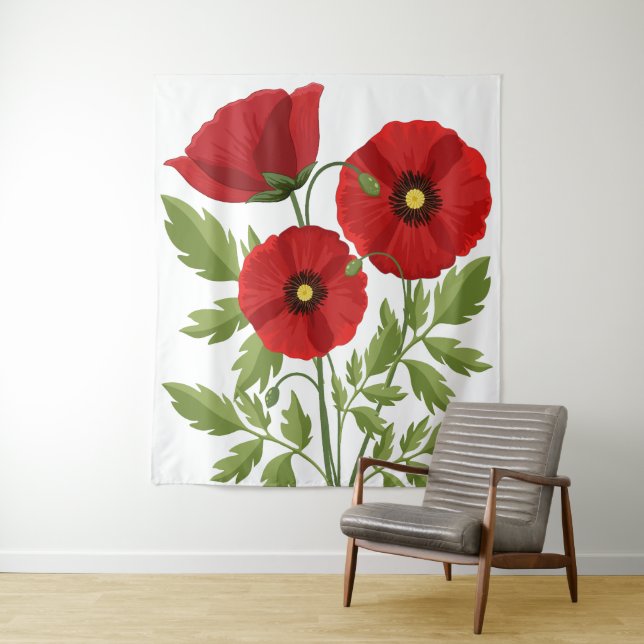 Poppy blooming joyful Summer Flowers Tapestry (In Situ)