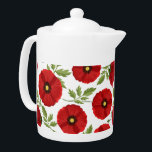Poppy blooming joyful Summer Flowers Teapot<br><div class="desc">Poppy Flowers blooming joyful spring and summer vector seamless repeat textile / fabric pattern illustration. Original graphic art copyright BluedarkArt TheChameleonArt.</div>