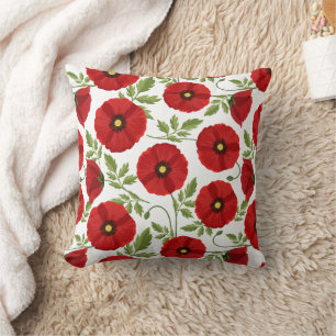 Poppy blooming joyful Summer Flowers Throw Pillow