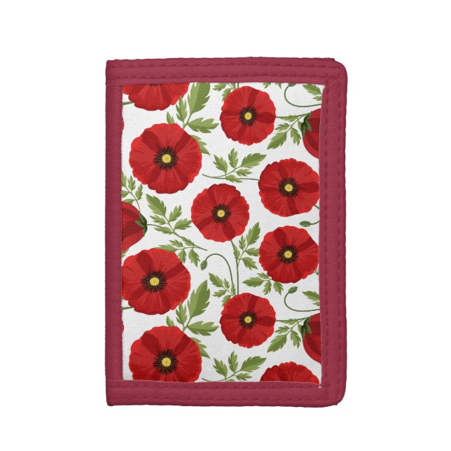 Poppy blooming joyful Summer Flowers Trifold Wallet (Front Vertical)