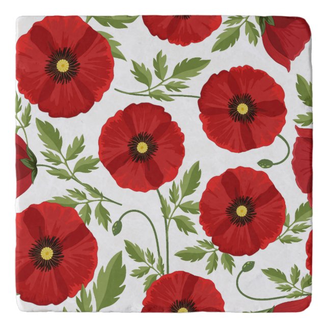 Poppy blooming joyful Summer Flowers Trivet (Front)