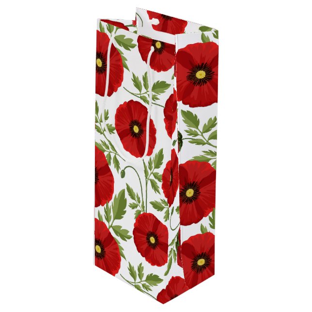 Poppy blooming joyful Summer Flowers Wine Gift Bag (Front Angled)