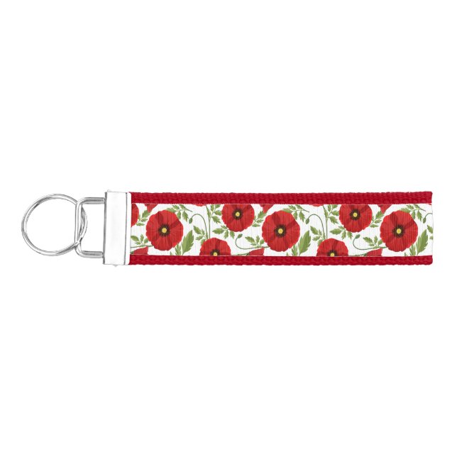 Poppy blooming joyful Summer Flowers Wrist Keychain (Keys on Left)