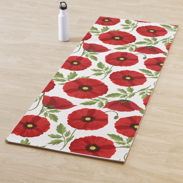 Poppy blooming joyful Summer Flowers Yoga Mat (In Situ)