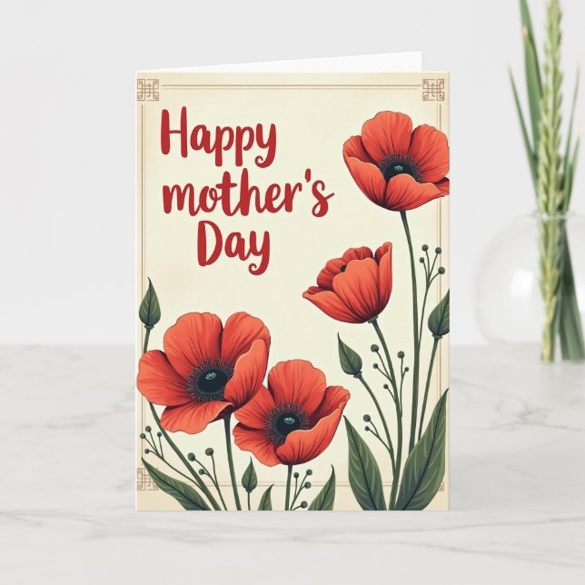 Poppy Blossom Mothers Day Card (Front)