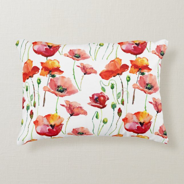 Poppy Blossom: Simple Seamless Background. Accent Pillow (Front)