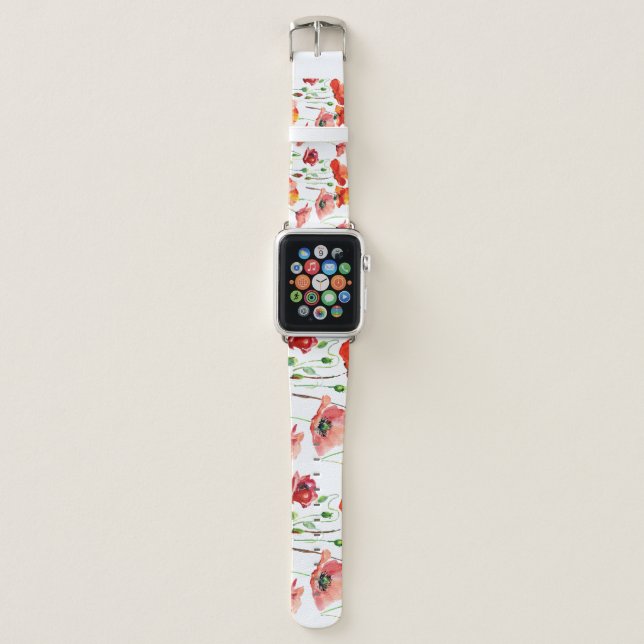 Poppy Blossom: Simple Seamless Background. Apple Watch Band (Front)