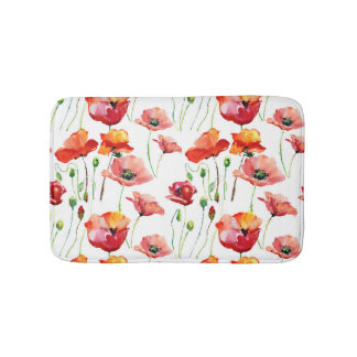 Poppy Blossom: Simple Seamless Background. Bath Mat