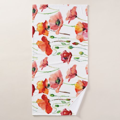 Poppy Blossom Simple Seamless Background Bath Towel