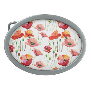Poppy Blossom: Simple Seamless Background. Belt Buckle