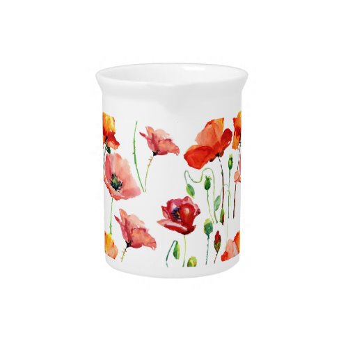 Poppy Blossom Simple Seamless Background Beverage Pitcher