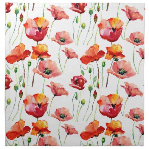 Poppy Blossom Simple Seamless Background Cloth Napkin