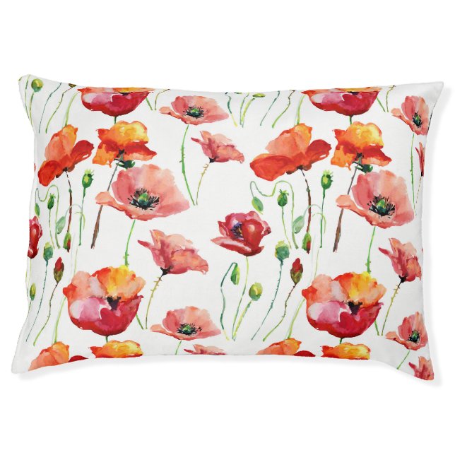 Poppy Blossom: Simple Seamless Background. Pet Bed (Front)