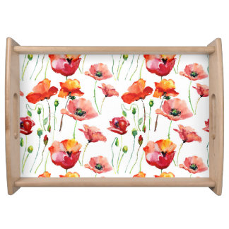 Poppy Blossom: Simple Seamless Background. Serving Tray