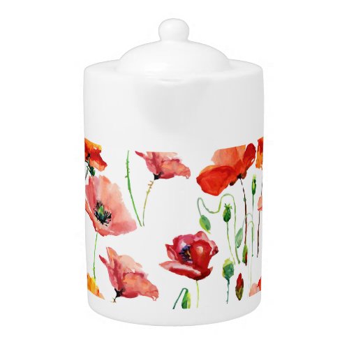 Poppy Blossom Simple Seamless Background Teapot