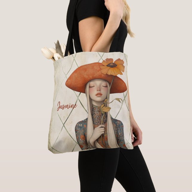 Poppy | Boho Art Personalized Tote Bag (Close Up)