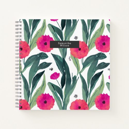 Poppy Botanical Pattern Notebook