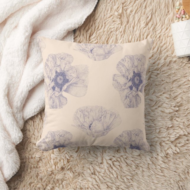 Poppy Botanical  Throw Pillow (Blanket)