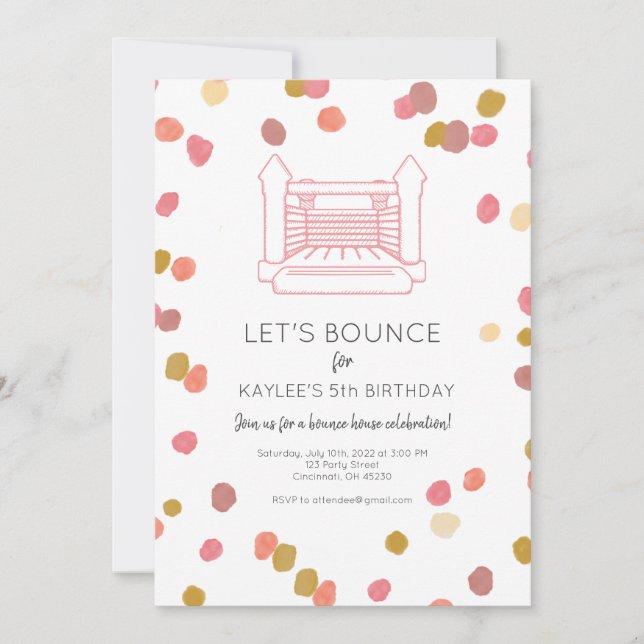 Poppy Bounce House Party Invite (Front)