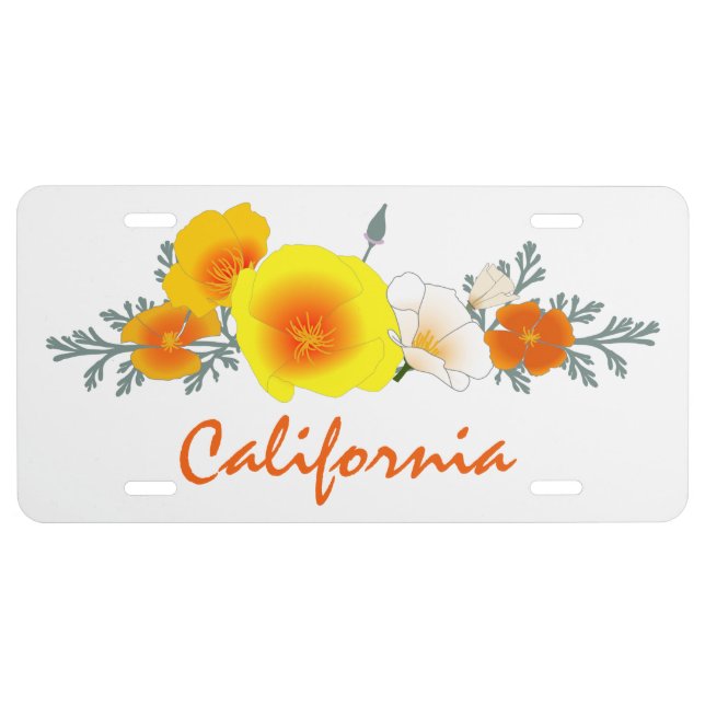 Poppy Bouquet with California Text License Plate (Front)