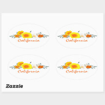 Poppy Bouquet with California Text Sticker
