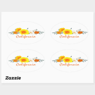 Poppy Bouquet with California Text Sticker