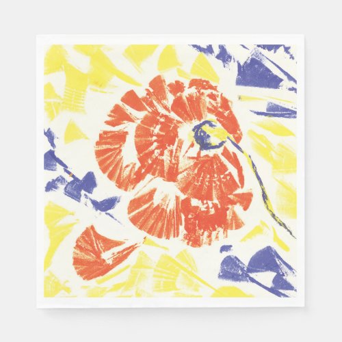 Poppy Burst Blowing original art Napkins