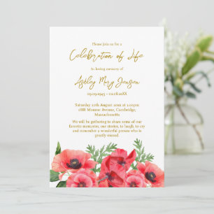 Poppy Celebration of Life Funeral Invitation