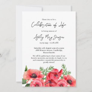 Poppy Celebration of Life Funeral Invitation
