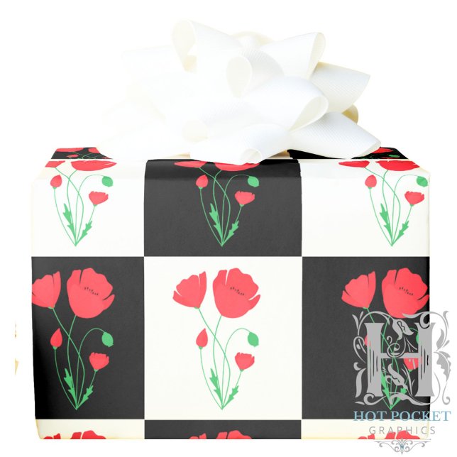 Poppy Checkerboard Gift Wrapping Paper (Creator Uploaded)