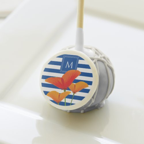 Poppy Chic Blue Stripes Monogram Cake Pops