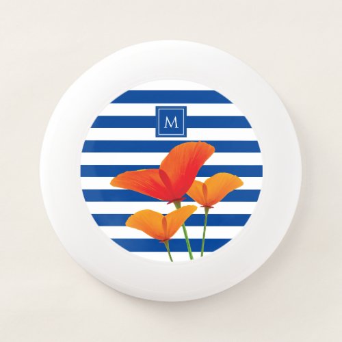 Poppy Chic Blue Stripes Monogram Wham_O Frisbee