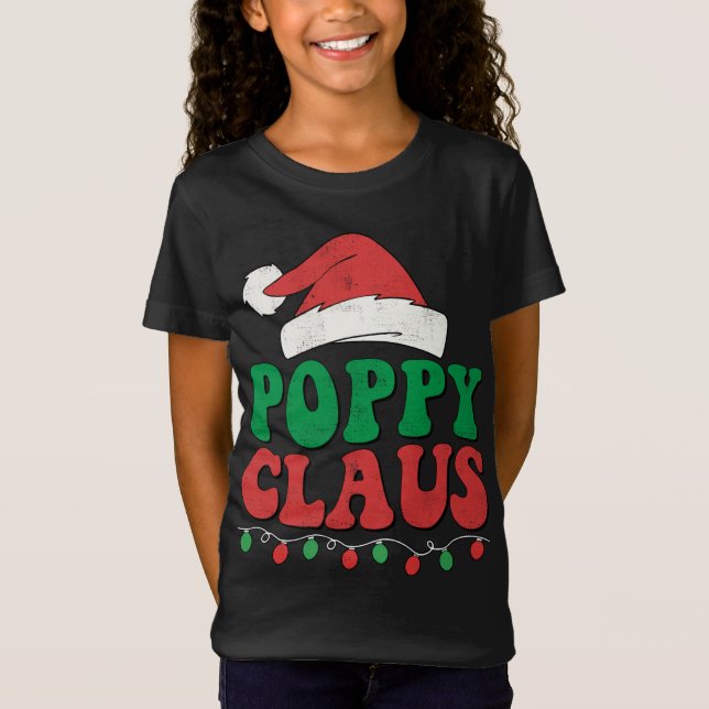 Poppy Claus Santa Christmas Lights Family Matching T-Shirt (Front)