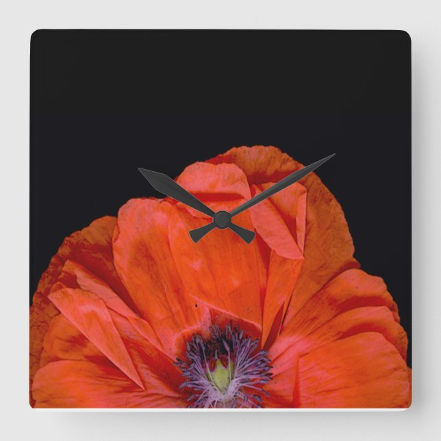 "Poppy-clock"! Square Wall Clock (Front)