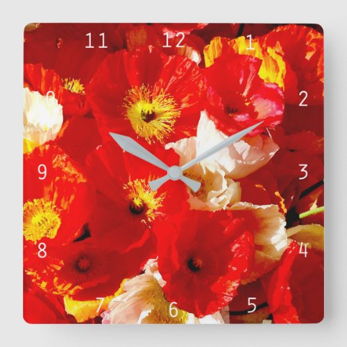 Poppy_cock Square Wall Clock