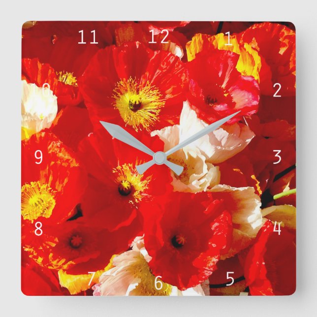 Poppy-cock Square Wall Clock (Front)
